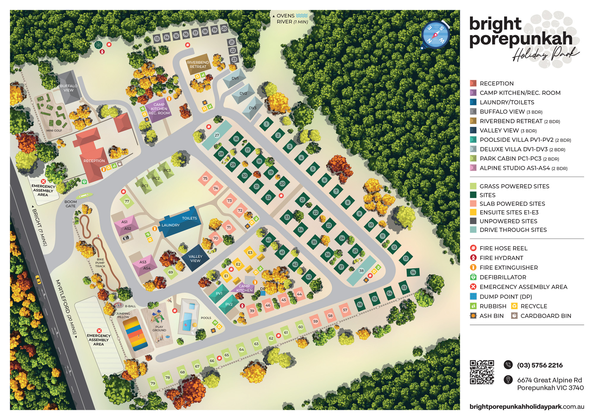 Bright Porepunkah Holiday Park, BIG4 Porepunkah Holiday Park, Map, Location